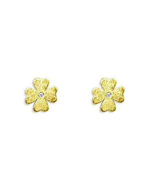 Meira T 14K Yellow Gold Diamond Accent Flower Stud Earrings