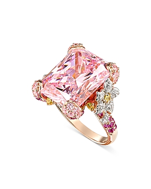 Shop Anabela Chan 18k White & Rose Gold-plated Sterling Silver English Garden Multi Stone Statement Ring In Pink