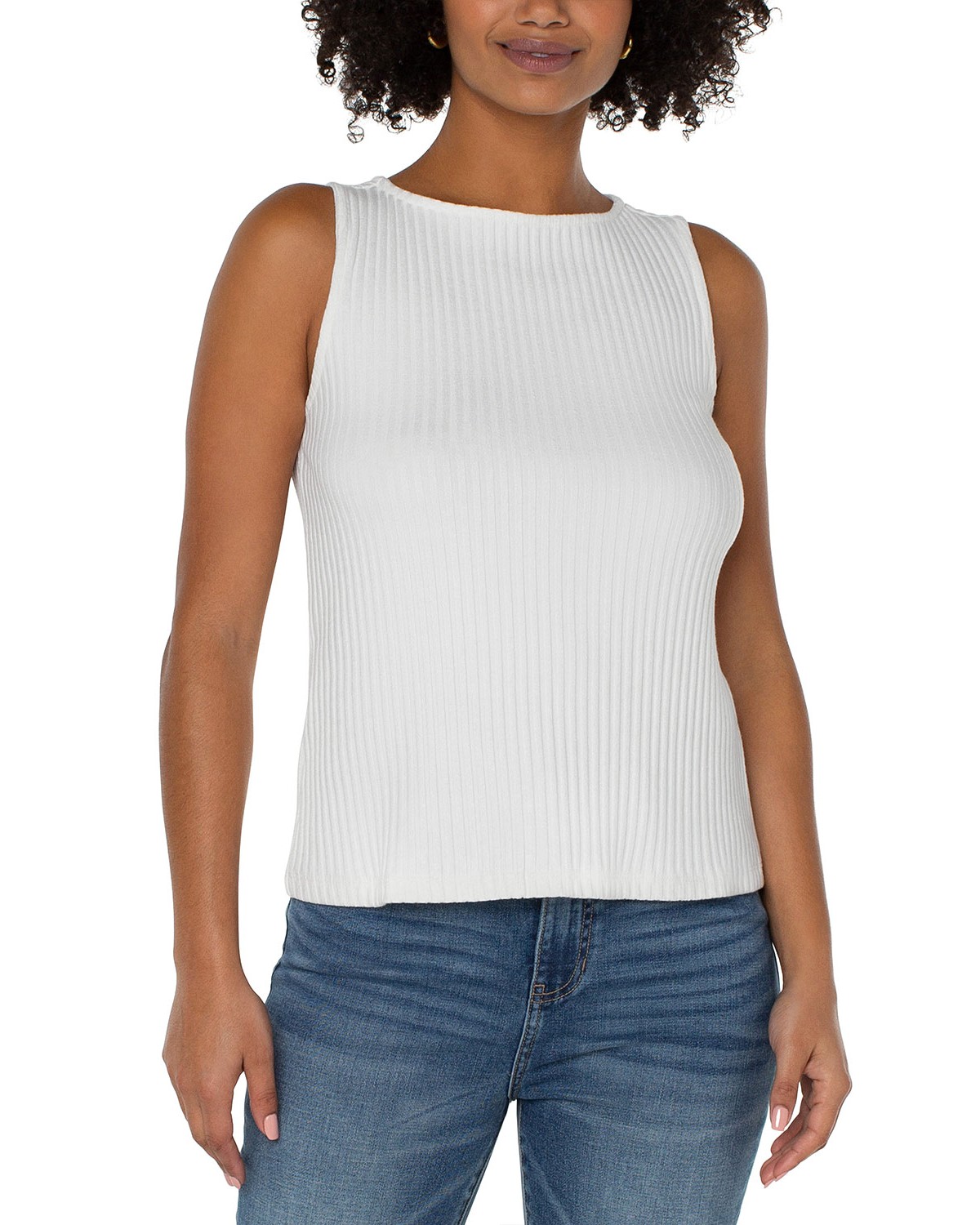 Ribbed Knit Boat Neck Tank Top