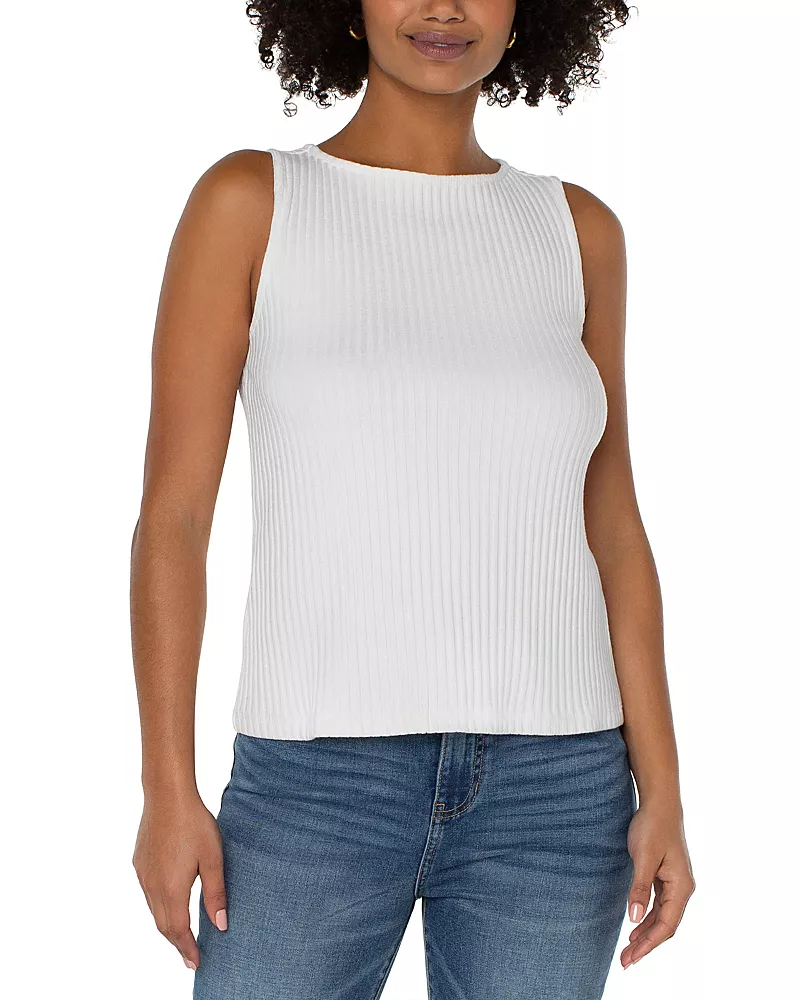 Liverpool Los Angeles Ribbed Knit Boat Neck Tank Top