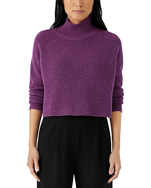 Shop Eileen Fisher Wool Turtleneck Sweater In Plmbl