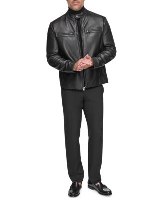 Andrew Marc Bantam Leather Full Zip Racer Jacket | Bloomingdale's