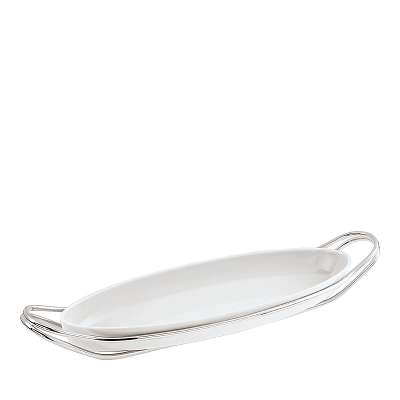Sambonet New Living Fish Dish With Holder In Silver
