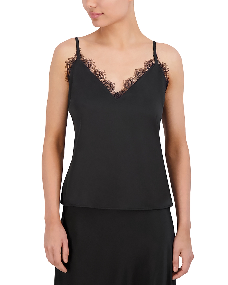 Bcbgmaxazria Woven Lace Trim Camisole In Black
