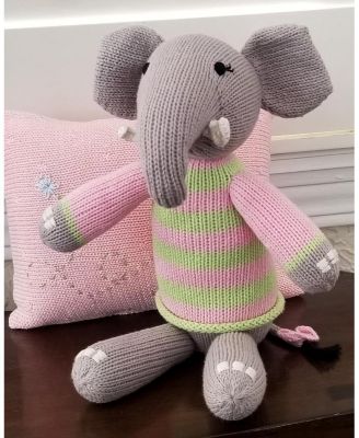 Knit Cotton Elephant in Pink Sweater - Ages 0+