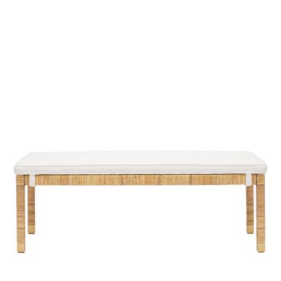  Amara Woven Rattan Performance Fabric Bench in Charcoal