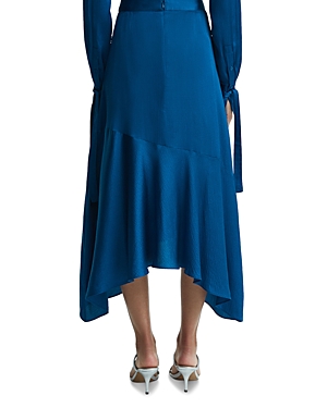 Reiss Dark Blue Hammered Satin Midi Skirt In Dark Blue