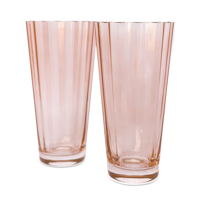 Estelle Colored Glass Sunday Highball Glasses, Set of 2 - Blush Pink
