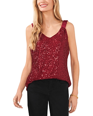 VINCE CAMUTO RUCHED STRAP SEQUIN TANK TOP