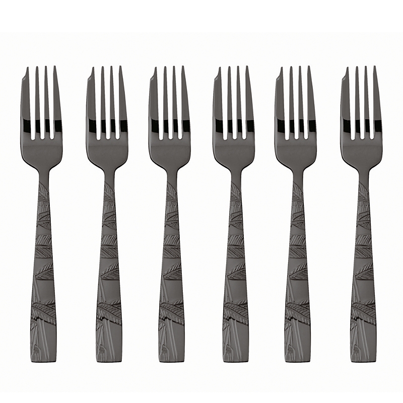 Sambonet Jungle Abstract Foliage Cake Forks, Set Of 6 In Gray