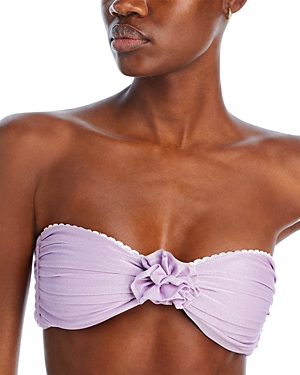 Capittana Katia Shine Ruched Bandeau Bikini Top In Lilac