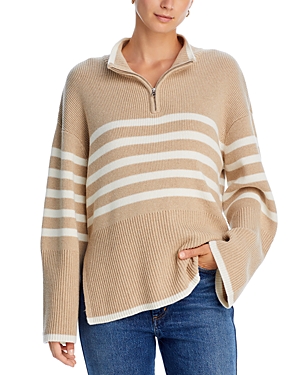 Rails Tessa Striped Zip Sweater In Sand Stripe