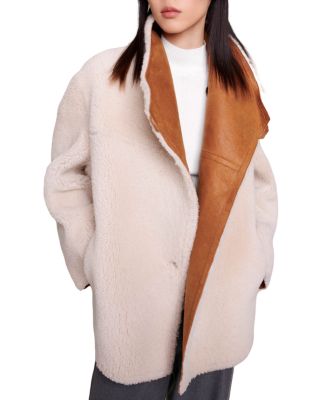 Maje Galezoe Reversible Shearling Coat Bloomingdale s