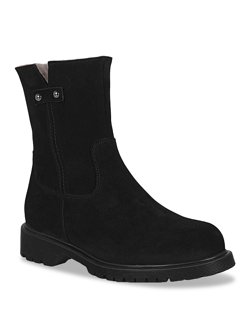La Canadienne Hunter Shearling Lined Suede Bootie In Black