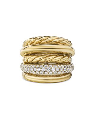 DY Mercer Multi Row Ring in 18K Yellow Gold with Diamonds, 21mm