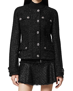 Versace Medusa Head Single-breasted Tweed Jacket In Black