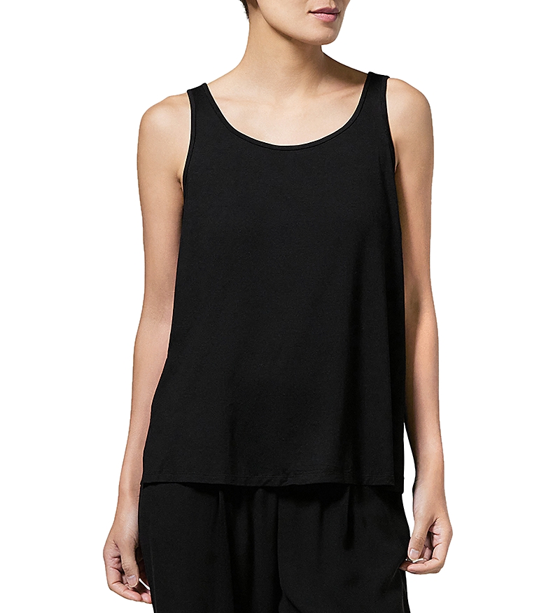 Eileen Fisher Scoop-neck Jersey Knit Tank In Black