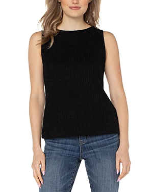 Shop Liverpool Los Angeles Ribbed Knit Boat Neck Tank Top In Black