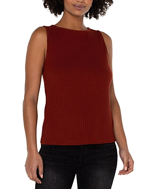 Liverpool Los Angeles Rib Boat Neck Tank In Deep Cinnamon
