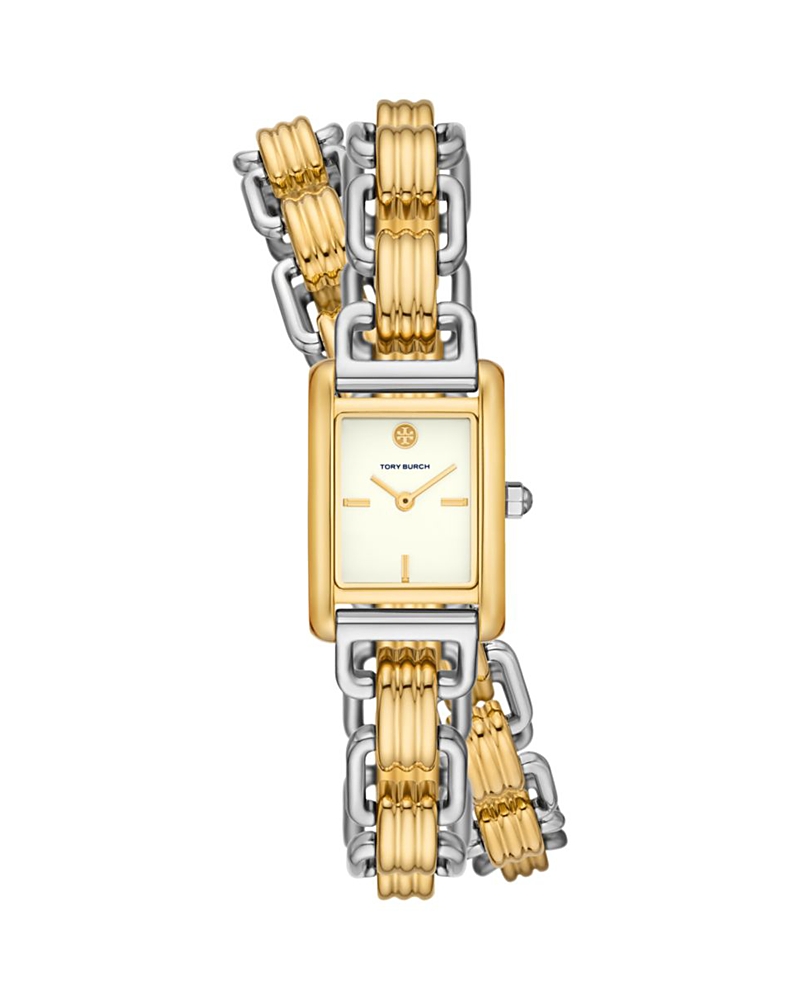 Tory Burch The Mini Eleanor Two Hand Two Tone Stainless Steel Watch In Gold