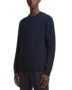 Zegna Foliage Melange Oasi Cashmere Crewneck Sweater In Navy