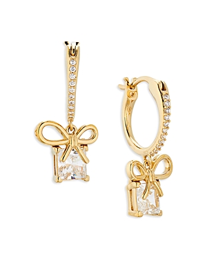Nadri Chalet Chic Gift Charm Hoop Earrings in 18K Gold Plated
