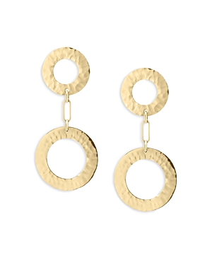 L. Klein 18k Yellow Gold Como Hammered Circle Double Drop Earrings