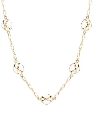 L. Klein 18K Yellow Gold Prisma Crystal Quartz Paperclip Link Collar Necklace, 16-18