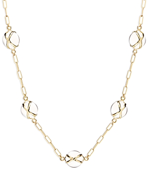 18K Yellow Gold Prisma Crystal Quartz Paperclip Link Collar Necklace, 16-18