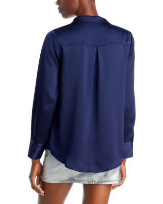 Satin Button Front Blouse - Exclusive