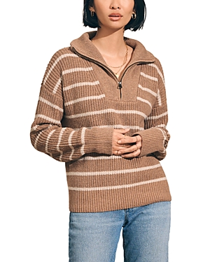 Shop Faherty Mariner Sweater In Camel Stri