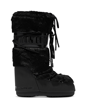 Moon Boot Icon Suede-trimmed Quilted Shell Snow Boots In Black