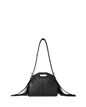 Shop Maje Miss M Small Leather Handbag In Black