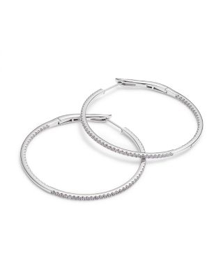 Diamond Inside Out Large Hoop Earrings in 14K White Gold, 3.0 tcw