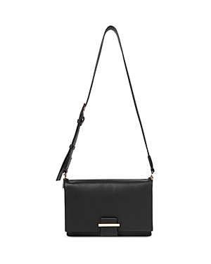 Whistles Teo Small Leather Crossbody Bag In Black