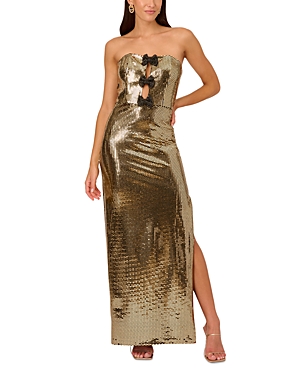 Shop Liv Foster Strapless Sequin Gown In Gold