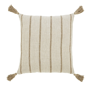 Shop Renwil Ren-wil Truden Indoor Pillow, 20 X 20 In Natural Linen / Dark Brown Linen Stripe