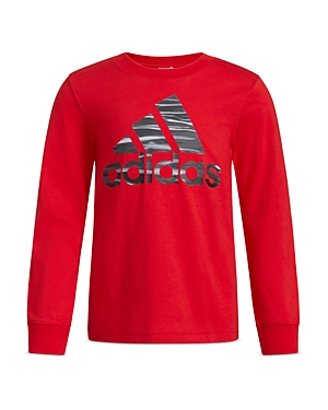 Adidas Originals Boys' Future Camouflage Logo Long Sleeve Tee - Big Kid In Red