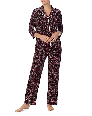 Shop Kate Spade New York 3/4 Sleeve Pajama Set In Black/tulips