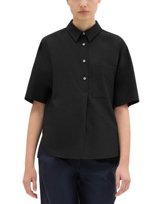 Theory - Half Button Short Sleeve Wool Top