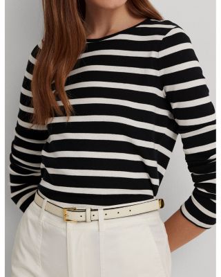 Cotton Long Sleeve Striped Tee