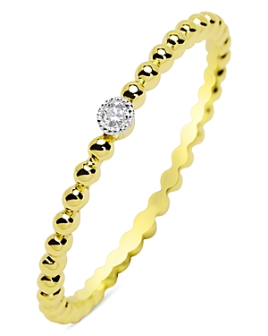 14K Yellow Gold Beaded Diamond Bezel Ring