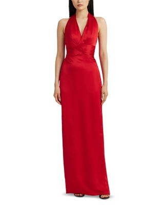 Ralph Lauren - Pleated Satin Charmeuse Halter Gown