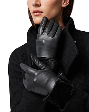 Shop Soia & Kyo Demi Leather & Faux Fur Gloves In Black