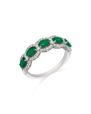 Bloomingdale's Fine Collection Emerald & Diamond Band in 14K White Gold - Exclusive