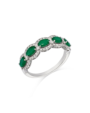 Bloomingdale's Emerald & Diamond Band In 14k White Gold - 100% Exclusive In Green/white