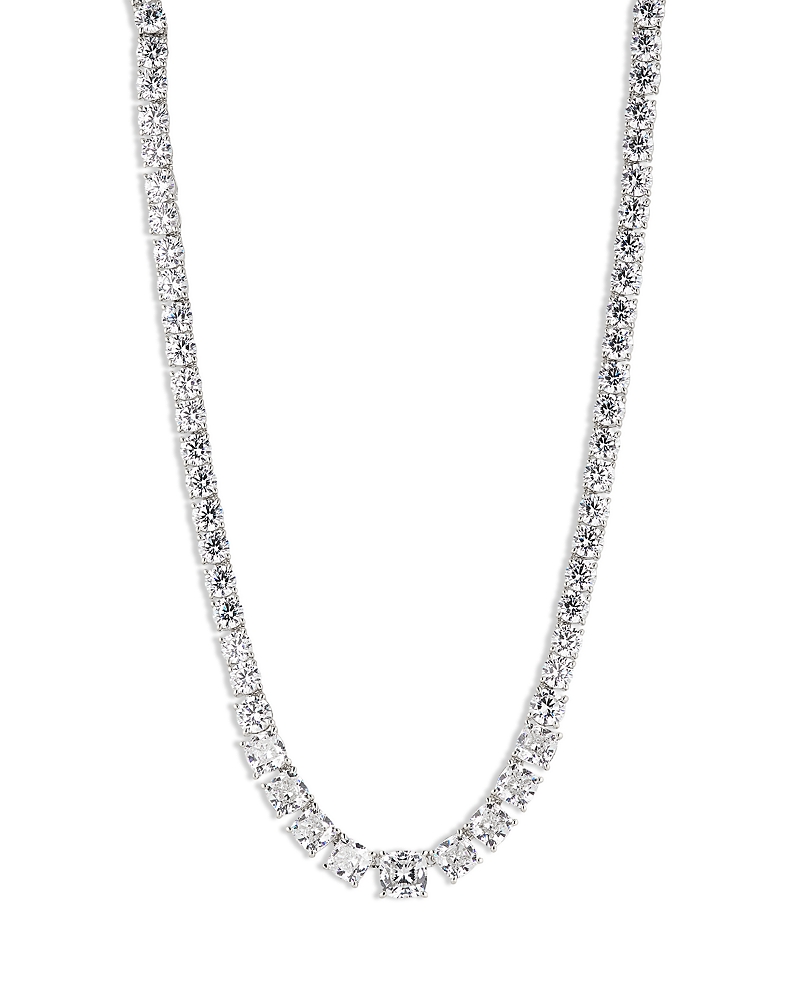 NADRI ROCKSTARS CUBIC ZIRCONIA COLLAR NECKLACE IN RHODIUM PLATED, 16