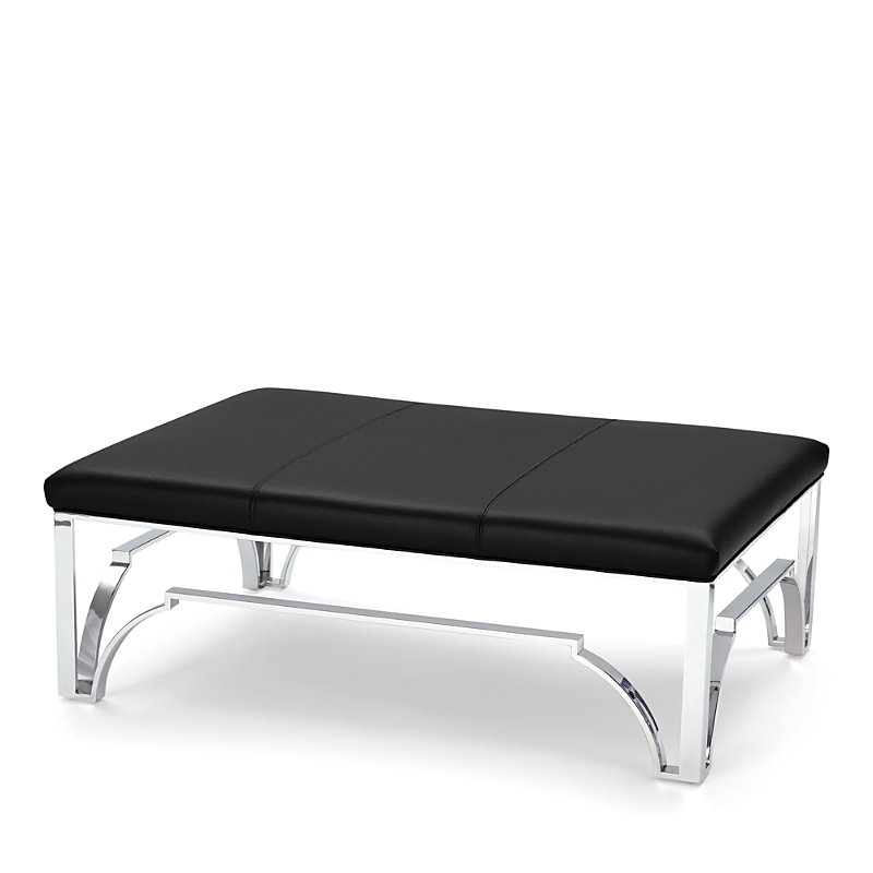 Massoud Hutchins Chrome Ottoman In Tribeca Black
