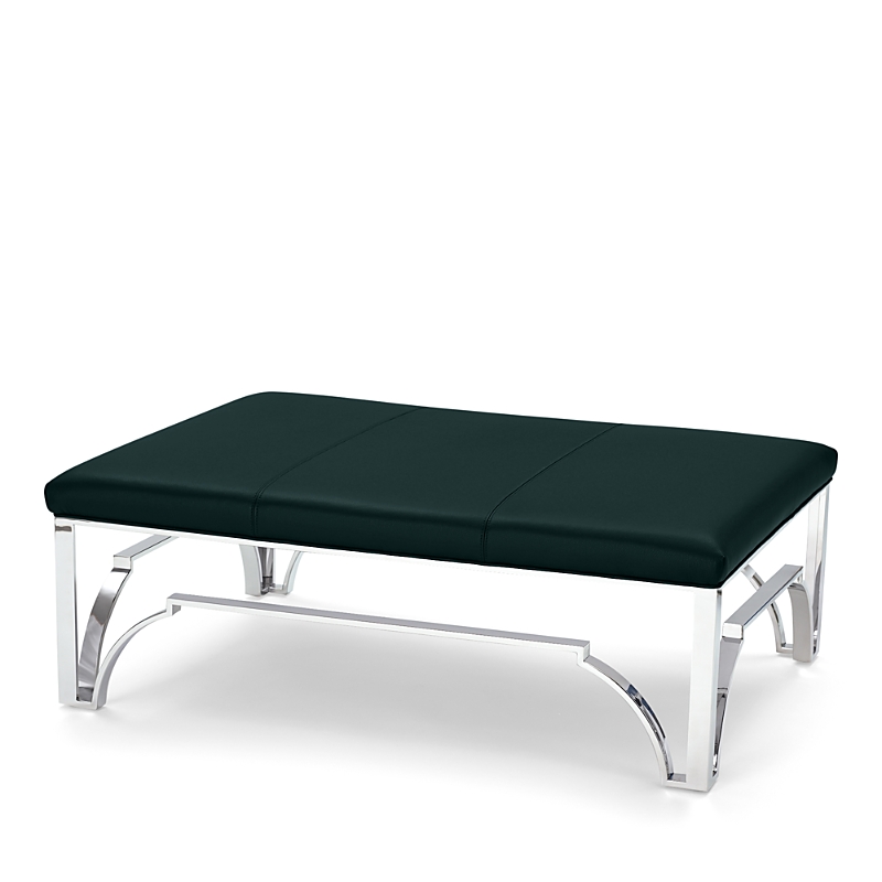 Massoud Hutchins Chrome Ottoman In Tribeca Lagoon