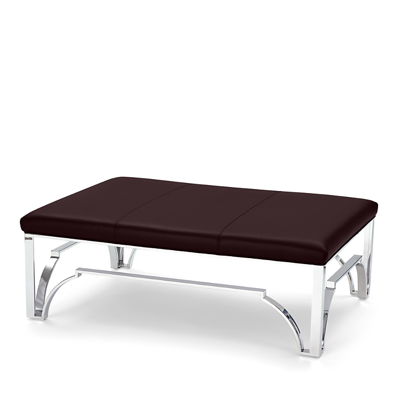 Massoud Hutchins Chrome Ottoman In Tribeca Merlot